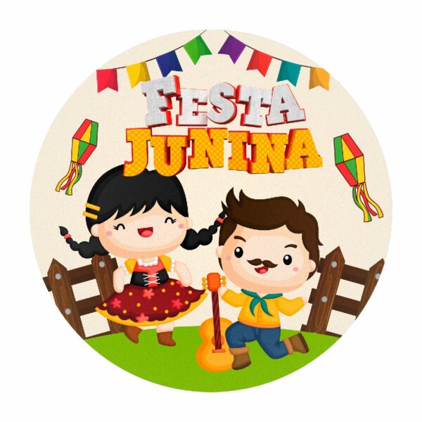 Painel Redondo 3D Festa Junina Tecido Sublimado 1,50m x 1,50m