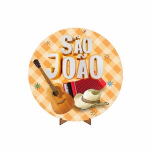 Painel Redondo 3D Festa Junina 50cm Com Suporte MDF