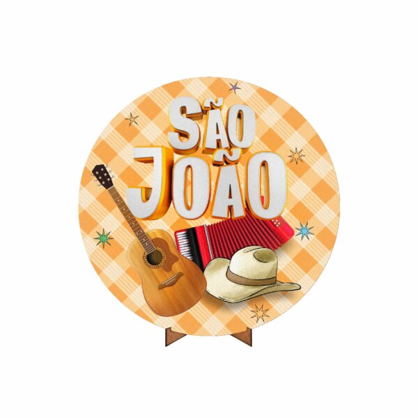 Painel Redondo 3D Festa Junina 50cm Com Suporte MDF