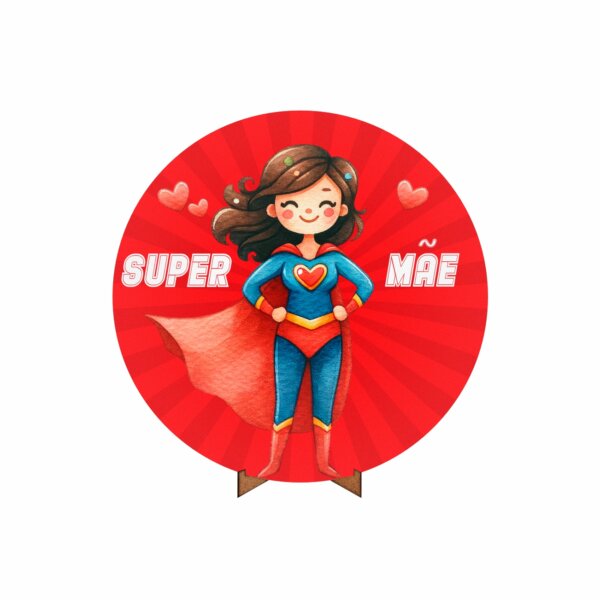Painel Redondo 3D Dia das Mães 2025 50cm Com Suporte MDF