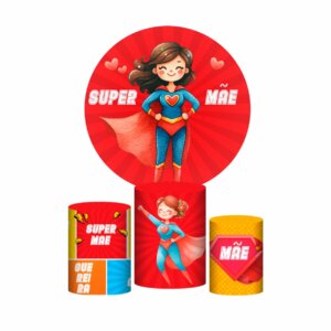 Trio Capa Cilindro + Painel Redondo 3D Dia das Mães 2025 1,50m Veste Fácil