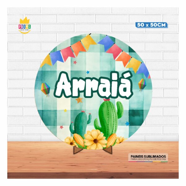 Painel Redondo 3D Festa Junina 50cm Com Suporte MDF - Image 2