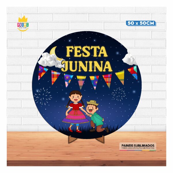 Painel Redondo 3D Festa Junina 50cm Com Suporte MDF - Image 2