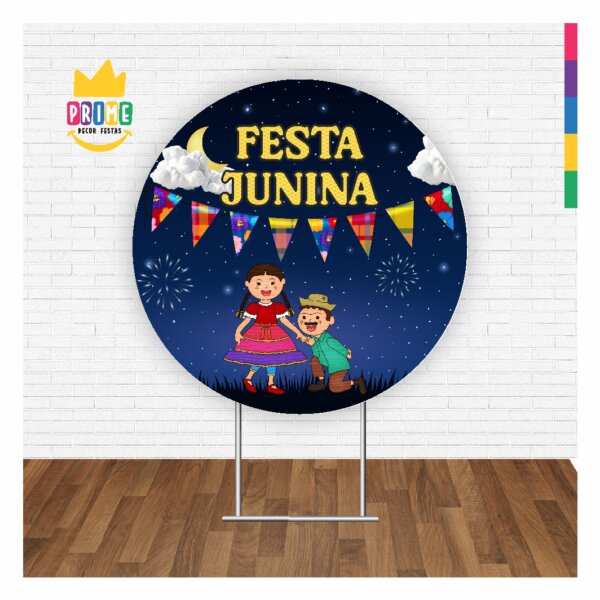 Painel Redondo 3D Festa Junina Tecido Sublimado 1,50m x 1,50m - Image 2