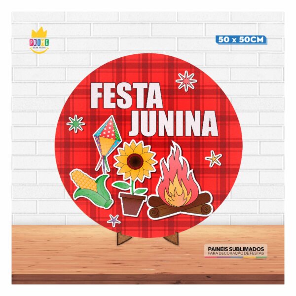Painel Redondo 3D Festa Junina 50cm Com Suporte MDF - Image 2