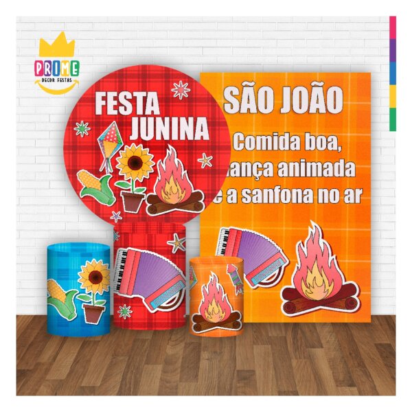 Kit Festa Junina Painel Redondo + Trio Capas + Retangular Tecido - Image 2