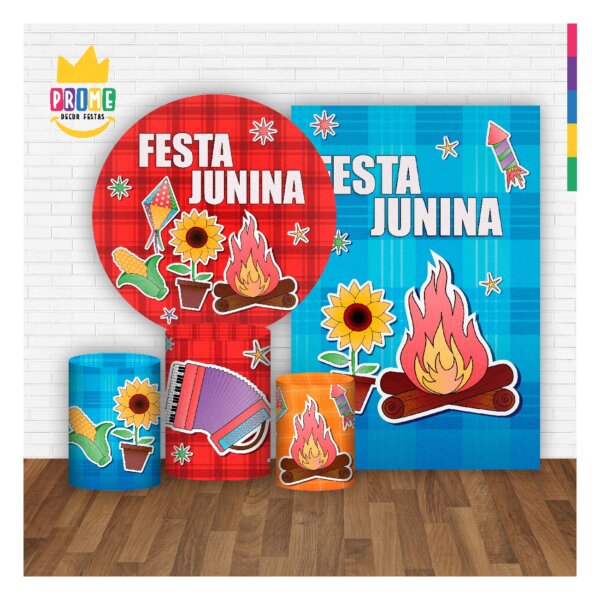 Kit Festa Junina Painel Redondo + Trio Capas + Retangular Tecido - Image 2