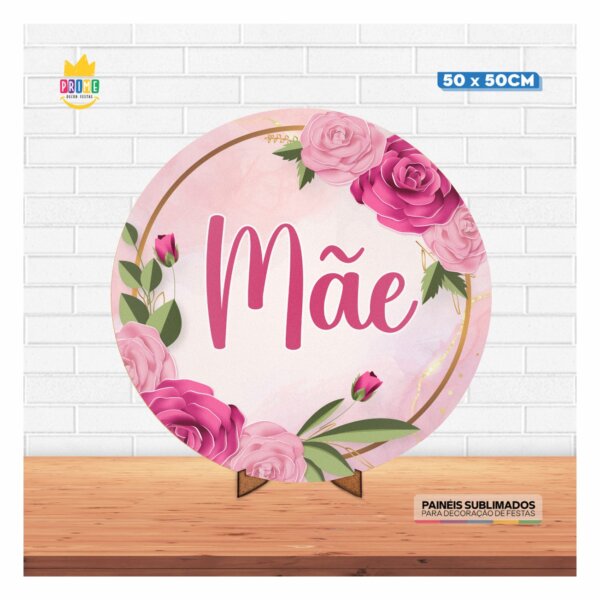Painel Redondo 3D Dia das Mães 2025 50cm Com Suporte MDF - Image 2
