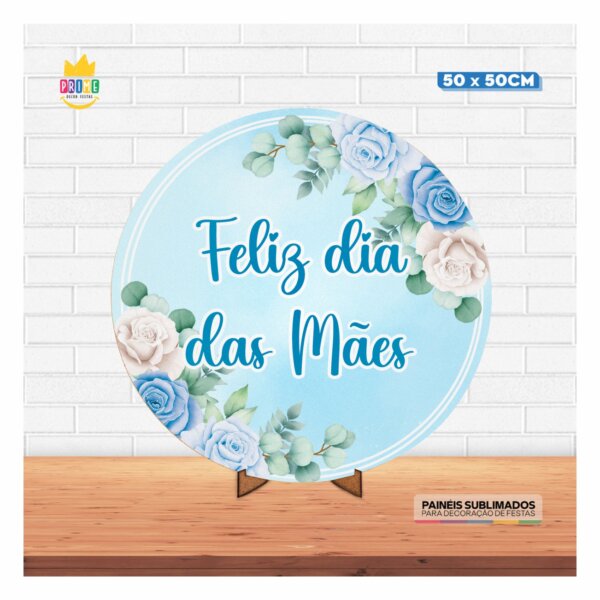 Painel Redondo 3D Dia das Mães 2025 50cm Com Suporte MDF - Image 2