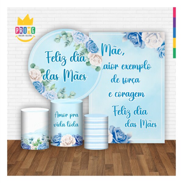 Kit Casado Dia das Mães Painel Redondo Trio Capas Cilindro Retangular Vertical Em Tecido - Image 2