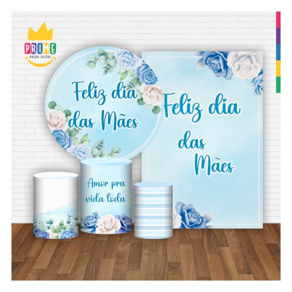 Kit Casado Dia das Mães Painel Redondo Trio Capas Cilindro Retangular Vertical Em Tecido - Image 2