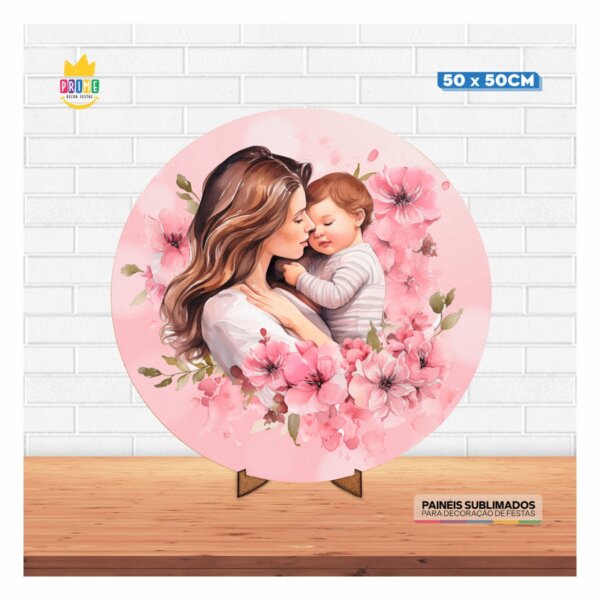 Painel Redondo 3D Dia das Mães 50cm Com Suporte MDF - Image 2