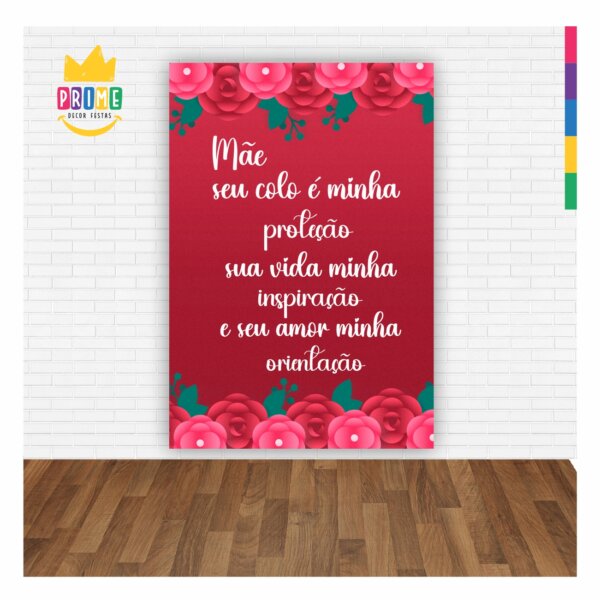 Painel de Festa Retangular Lateral Dia das Mães 2025 3D casadinho 1,50m x 2,20 - Image 2