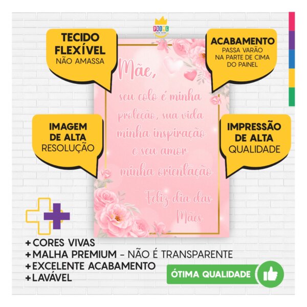 Kit Casado Dia das Mães  Painel Redondo Trio Capas Cilindro Retangular Vertical Em Tecido - Image 3