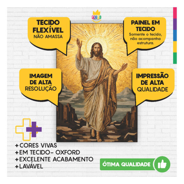 Painel Jesus Seja Louvado  Para Quadro Somente Tecido 1,00m x 1,50m - Image 3
