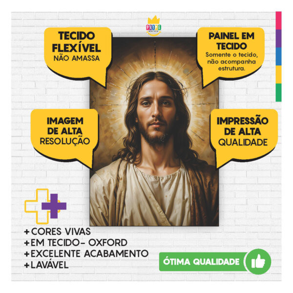 Painel Jesus Cristo Para Quadro Somente Tecido 1,00m x 1,50m - Image 3
