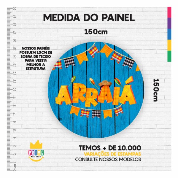 Painel Redondo 3D Festa Junina Tecido Sublimado 1,50m x 1,50m - Image 3