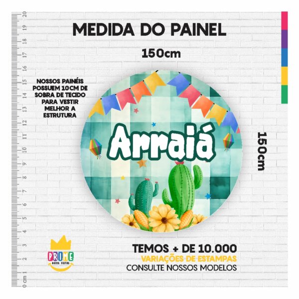 Painel Redondo 3D Festa Junina Tecido Sublimado 1,50m x 1,50m - Image 3
