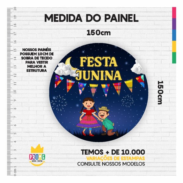 Painel Redondo 3D Festa Junina Tecido Sublimado 1,50m x 1,50m - Image 3