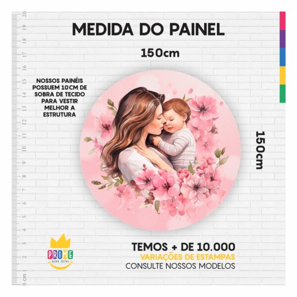 Kit Casado Dia das Mães Painel Redondo Trio Capas Cilindro Retangular Vertical Em Tecido - Image 3