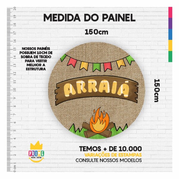 Painel Redondo 3D Festa Junina Tecido Sublimado 1,50m x 1,50m - Image 3