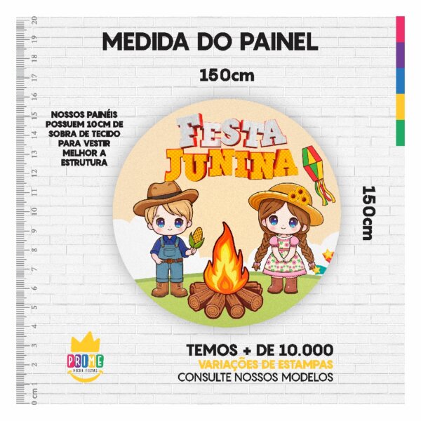 Painel Redondo 3D Festa Junina Tecido Sublimado 1,50m x 1,50m - Image 3