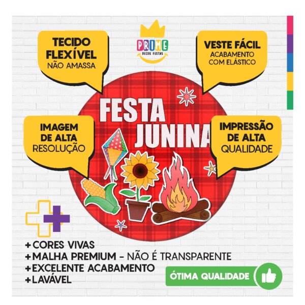 Kit Festa Junina Painel Redondo + Trio Capas + Retangular Tecido - Image 4