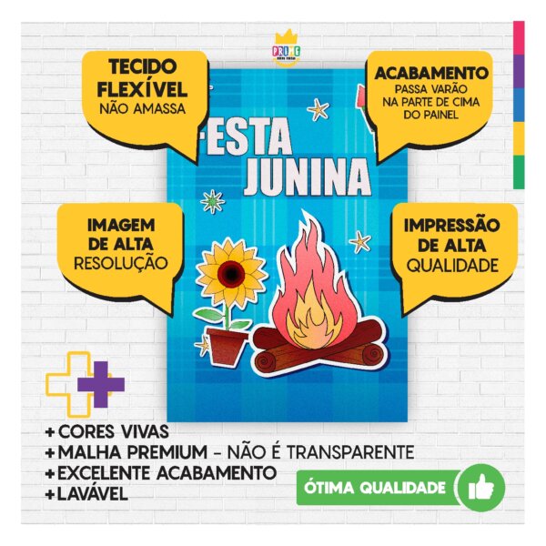 Kit Festa Junina Painel Redondo + Trio Capas + Retangular Tecido - Image 3