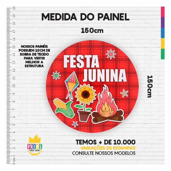 Painel Redondo 3D Festa Junina Tecido Sublimado 1,50m x 1,50m - Image 3