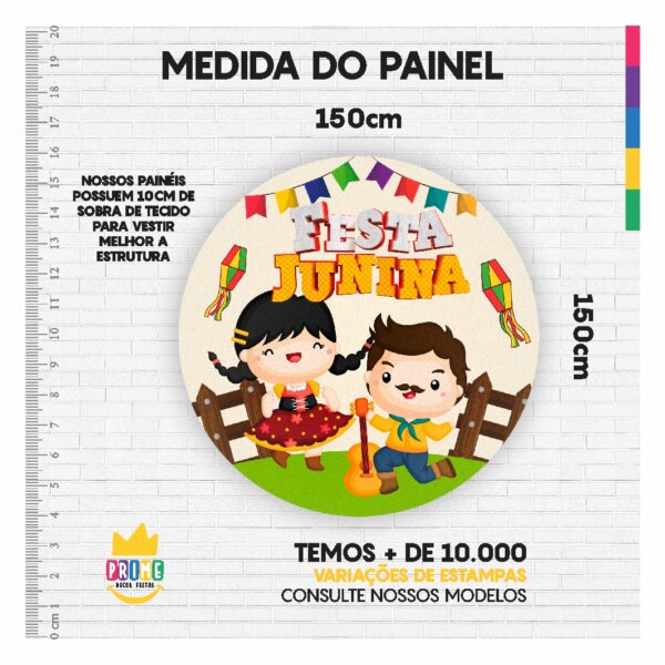 Painel Redondo 3D Festa Junina Tecido Sublimado 1,50m x 1,50m - Image 3