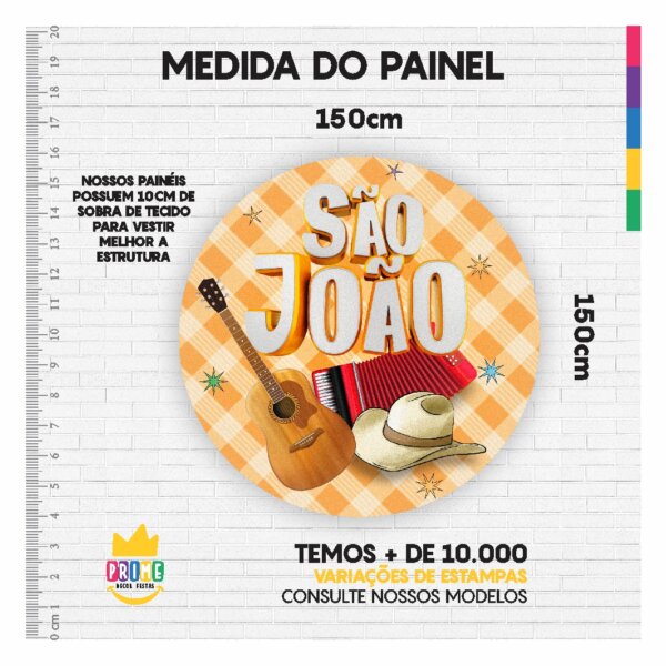 Painel Redondo 3D Festa Junina Tecido Sublimado 1,50m x 1,50m - Image 3