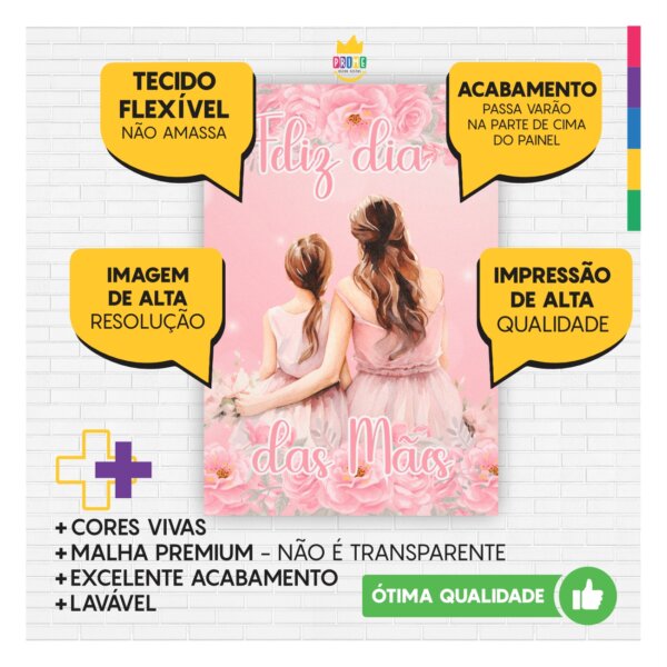 Kit Casado Dia das Mães Painel Redondo Trio Capas Cilindro Retangular Vertical Em Tecido - Image 4