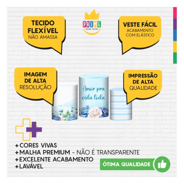 Trio Capa Cilindro Dia das Mães 3D Em Tecido Com Elástico - Image 3