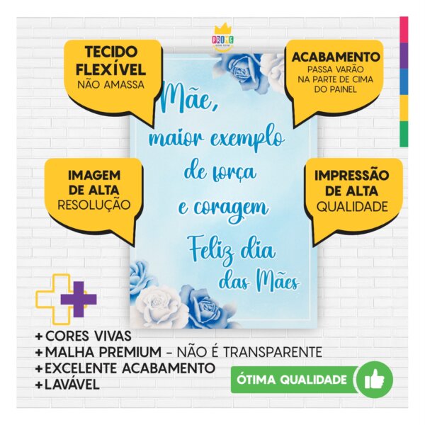 Kit Casado Dia das Mães Painel Redondo Trio Capas Cilindro Retangular Vertical Em Tecido - Image 3