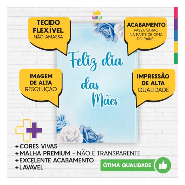 Kit Casado Dia das Mães Painel Redondo Trio Capas Cilindro Retangular Vertical Em Tecido - Image 3