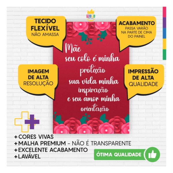 Kit Casado Dia das Mães Painel Redondo Trio Capas Cilindro Retangular Vertical Em Tecido - Image 3
