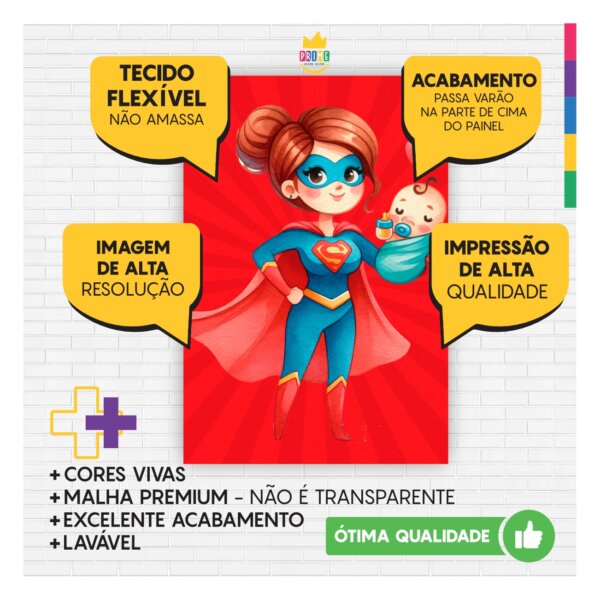Kit Casado Dia das Mães Painel Redondo Trio Capas Cilindro Retangular Vertical Em Tecido - Image 3