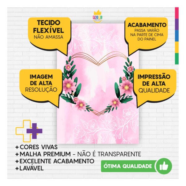 Kit Casado Dia das Mães Painel Redondo Trio Capas Cilindro Retangular Vertical Em Tecido - Image 3