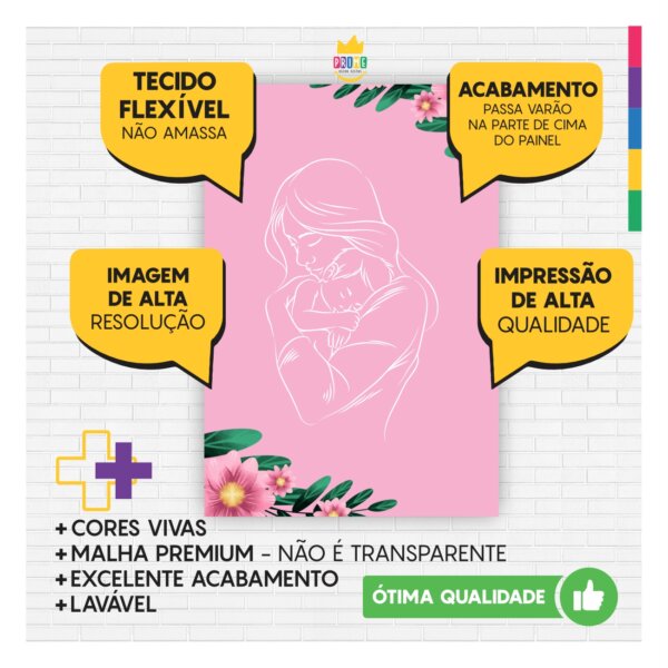Kit Casado Dia das Mães Painel Redondo Trio Capas Cilindro Retangular Vertical Em Tecido - Image 3
