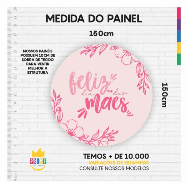 Painel Redondo Dia das Mães 2025 3D Tecido Sublimado 1,50m x 1,50m - Image 3