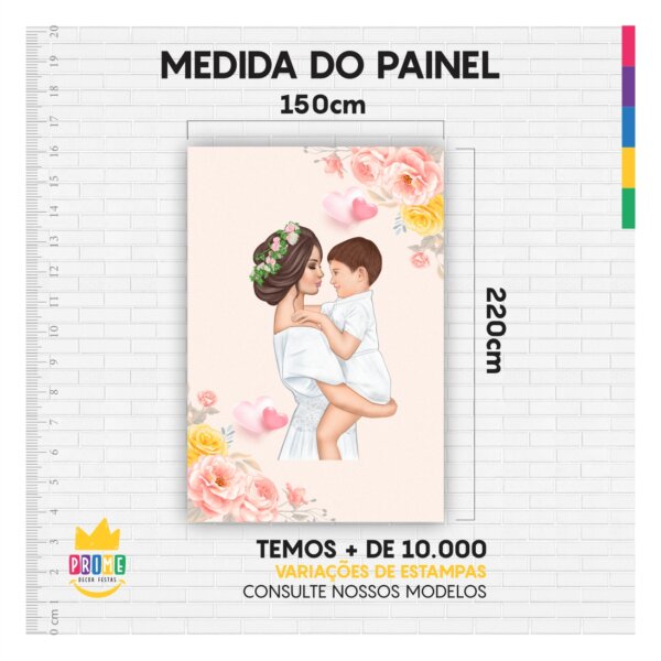 Painel de Festa Retangular Lateral Dia das Mães 2025 3D casadinho 1,50m x 2,20 - Image 4
