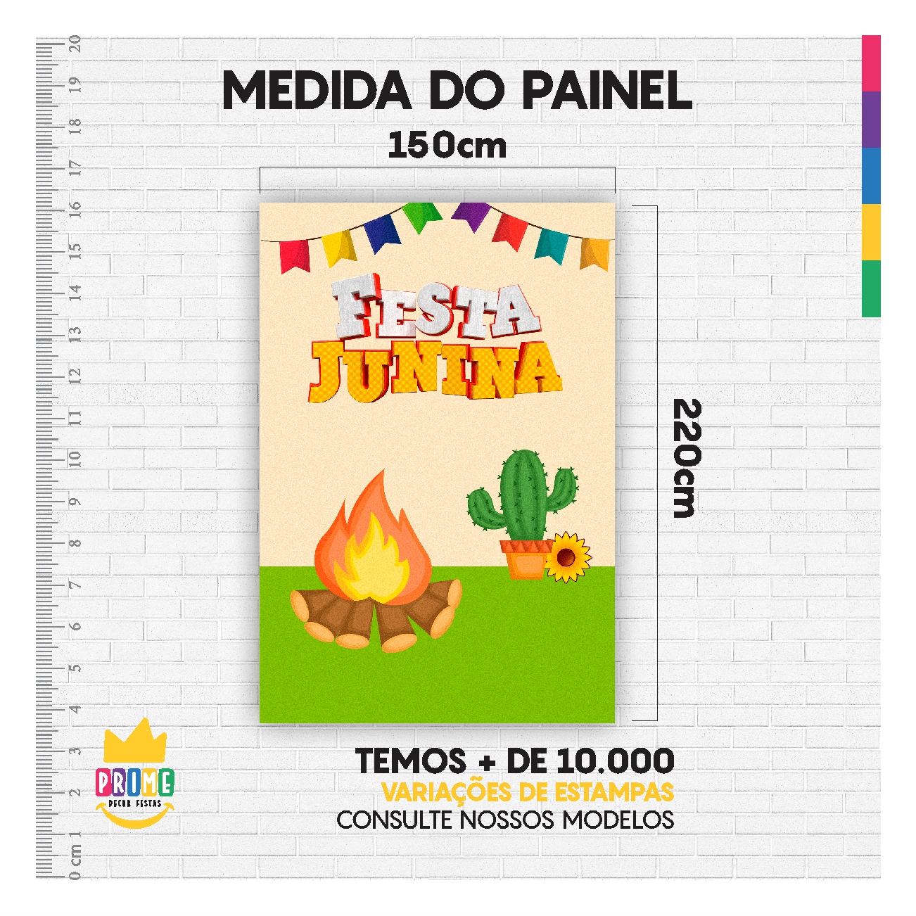 Painel de Festa Retangular Festa Junina Casadinho 3D 1,50m x 2,20 - Imagem 4