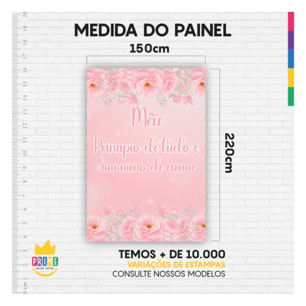 Painel de Festa Retangular Lateral Dia das Mães 2025 3D casadinho 1,50m x 2,20 - Image 4