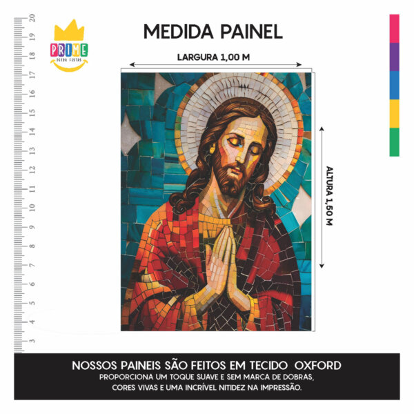 Painel Jesus Vitral  Para Quadro Somente Tecido 1,00m x 1,50m - Image 4