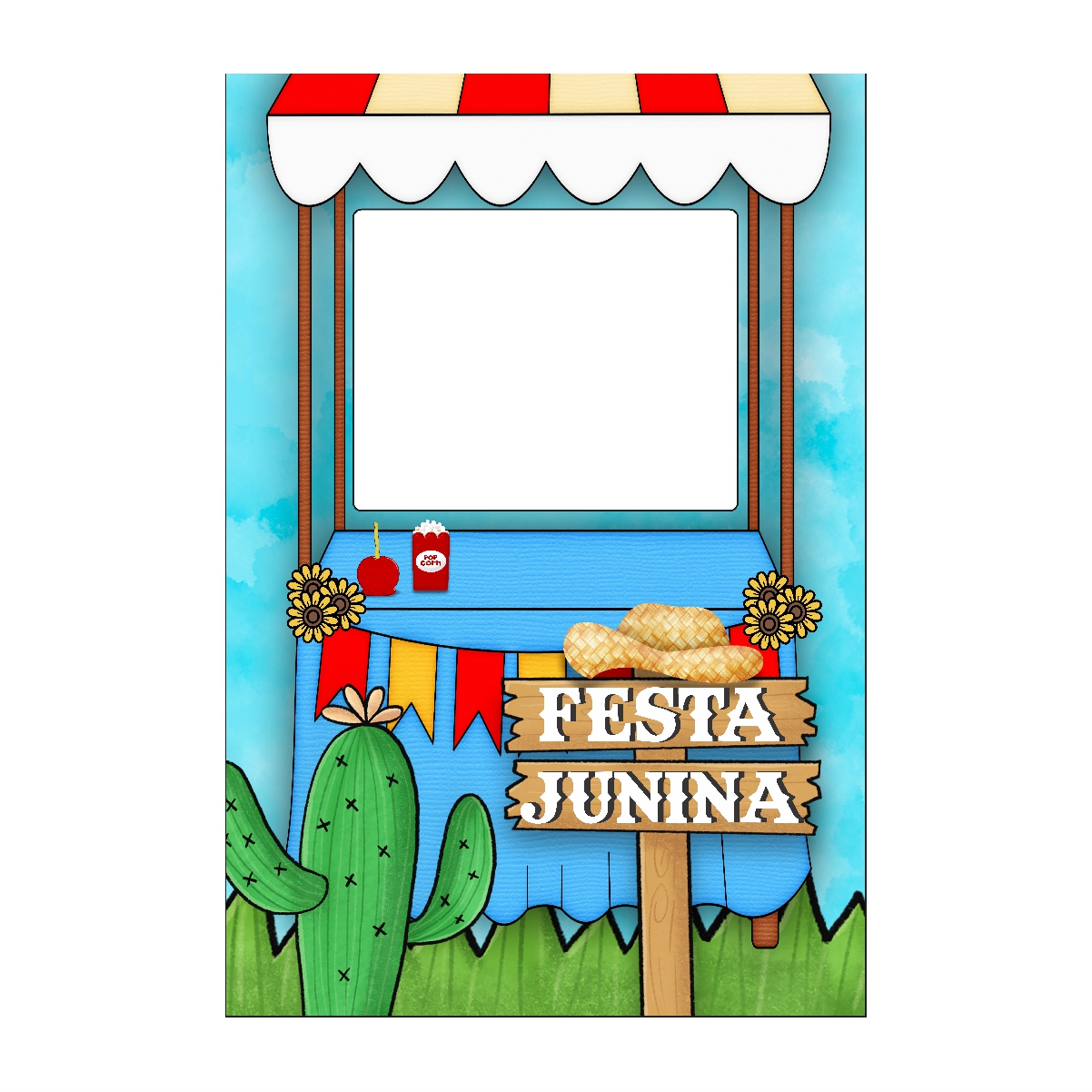Painel de Festa Retangular Interativo 3D Festa Junina com Corte a Laser 1,50m x 2,20