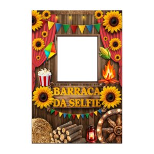 Painel de Festa Retangular Interativo 3D Festa Junina Barraca Selfie com Corte a Laser 1,50m x 2,20