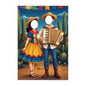 Painel Festa Junina 3d Vazado Retangular Interativo 1,5x2,2
