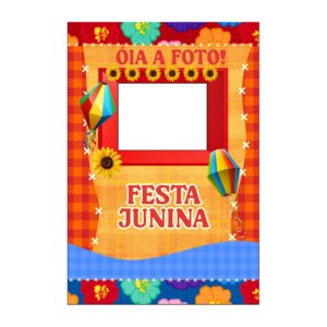 Painel de Festa Retangular Interativo 3D Festa Junina Barraca Selfie com Corte a Laser 1,50m x 2,20