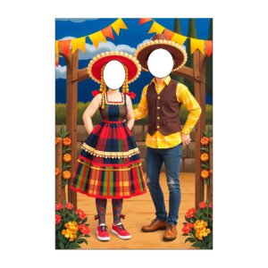 Painel Festa Junina 3d Vazado Retangular Interativo 1,5x2,2