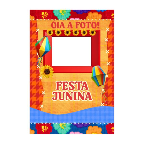 Painel de Festa Retangular Interativo 3D Festa Junina Barraca Selfie com Corte a Laser 1,50m x 2,20